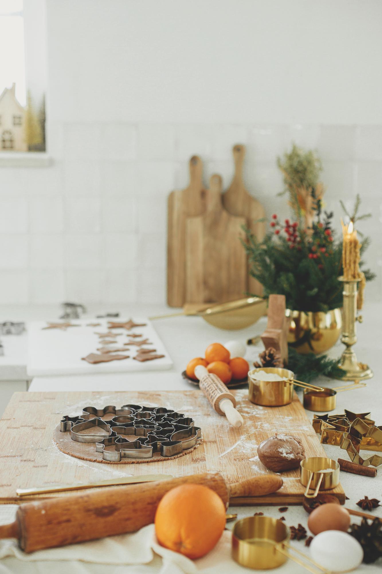 Interior of culinary studio with wooden table
